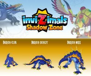 Puzzle Draco Cub, Draco Scout, Draco Max. Invizimals Shadow Zone. Ένας αρχαίος δράκος λαξευμένη σε πέτρα με μεγάλη δύναμη